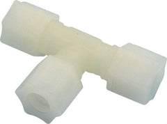 Made in USA - 1/2" Tube OD, Kynar Plastic Compression Tube Union Tee - 275°F Max, Plastic Grip - Eagle Tool & Supply