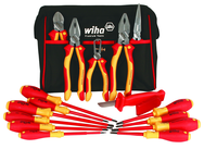 13 Piece - Insulated Tool Set with Pliers; Cutters; Xeno; Square; Slotted & Phillips Screwdrivers in Tool Box - Eagle Tool & Supply