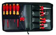 10 Piece - Insulated Pliers; Cutters; Wire Stripper; Slotted & Phillips Screwdrivers in Zipper Case - Eagle Tool & Supply