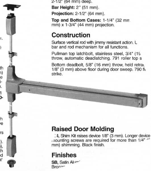 Yale - Flatbars Hand: RHR Rating: Panic Rated - Eagle Tool & Supply