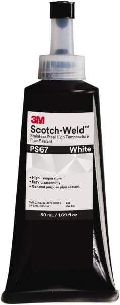 3M - 50 mL Tube White Pipe Sealant - Dimethacrylate, 400°F Max Working Temp, For Seal Hydraulic & Pneumatic Pipes & Fittings - Eagle Tool & Supply