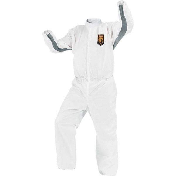 KleenGuard - Size 4XL SMS General Purpose Coveralls - White, Zipper Closure, Elastic Cuffs, with Boots, Serged Seams - Eagle Tool & Supply