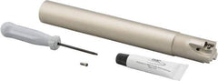 Iscar - 1" Cut Diam, 0.315" Max Depth of Cut, 1" Shank Diam, 7.87" OAL, Indexable Square Shoulder Helical End Mill - Cylindrical Shank, 90° Lead Angle, Through Coolant, Series Helitang - Eagle Tool & Supply
