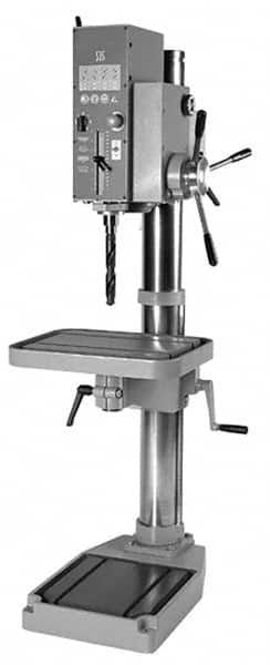 Floor Drill Press: 25″ Swing, 3 hp, 220 & 440V, 3 Phase 8 Speed, 19-1/2″ Table Length, 15-3/4″ Table Width