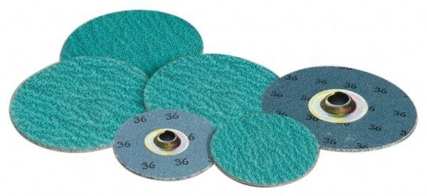 Standard Abrasives - 1" Disc Diam, 36 Grit, Zirconia Alumina Quick Change Disc - Type S Attaching System, Coated, Green, Very Coarse Grade - Eagle Tool & Supply