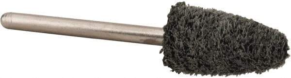 Standard Abrasives - 3/8" Head Diam x 3/4" Thickness, B52, Pointed End, Aluminum Oxide Mounted Point - Black, Fine Grade, 45,300 RPM - Eagle Tool & Supply