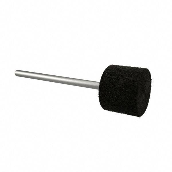 Standard Abrasives - 1/2" Head Diam x 1/2" Thickness, W185, Cylinder End, Aluminum Oxide Mounted Point - Black, Fine Grade, 34,500 RPM - Eagle Tool & Supply