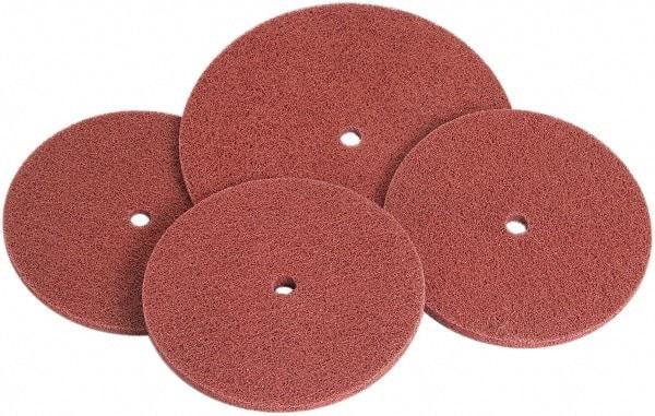 Standard Abrasives - 10" Very Fine Grade Aluminum Oxide Deburring Disc - 1/2" Center Hole, Arbor Connection, Red, 2,000 Max RPM - Eagle Tool & Supply