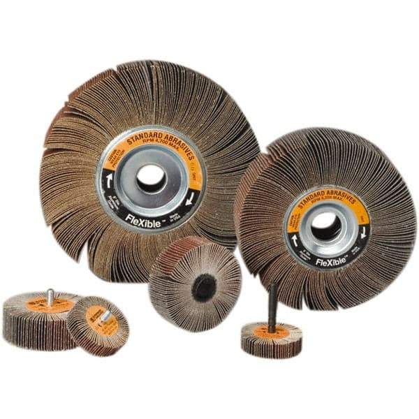 Standard Abrasives - 6 Inch Diameter, 80 Grit Aluminum Oxide Flexible Flap Wheel - 1 Inch Hole, 1 Inch Wide, Coated, Medium Grade, 6,200 Max RPM - Eagle Tool & Supply