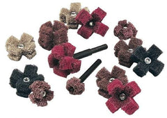 Standard Abrasives - 1-1/2" Diam Medium Density Cross Buff - 2 Plys, 8-32 Thread, Coarse Grade, 20,000 Max RPM - Eagle Tool & Supply