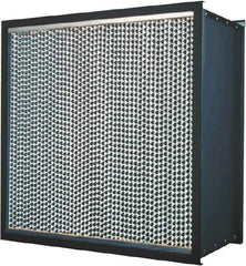 Made in USA - 24" High x 12" Wide 11-1/2" Deep, 95% Capture Efficiency, HEPA Air Filter - Microfiber Paper Media, Galvanized Steel Frame, 250 FPM Max, 500 CFM, 180°F Max, Use with Hospitals & Clean Rooms - Eagle Tool & Supply