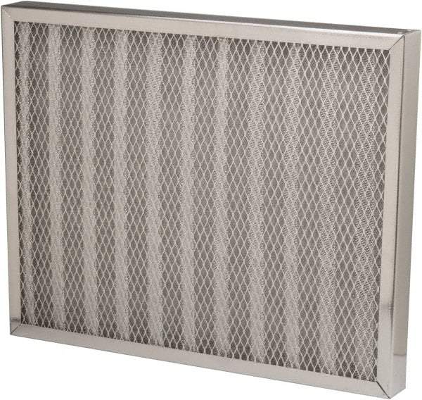 Made in USA - 16" Noml Height x 20" Noml Width x 2" Noml Depth, 76% Capture Efficiency, Permanent Air Filter - MERV 7, Aluminum Cloth & Mesh, Integrated Aluminum Frame, 300 Max FPM, 1,000 CFM, For Any Unit - Eagle Tool & Supply