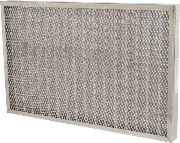 Made in USA - 16" Noml Height x 25" Noml Width x 2" Noml Depth, 76% Capture Efficiency, Permanent Air Filter - MERV 7, Aluminum Cloth & Mesh, Integrated Aluminum Frame, 300 Max FPM, 640 CFM, For Any Unit - Eagle Tool & Supply