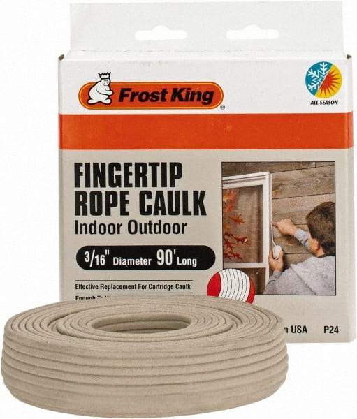 Frost King - 90' Long, Rope Caulk Weatherstripping - Gray - Eagle Tool & Supply