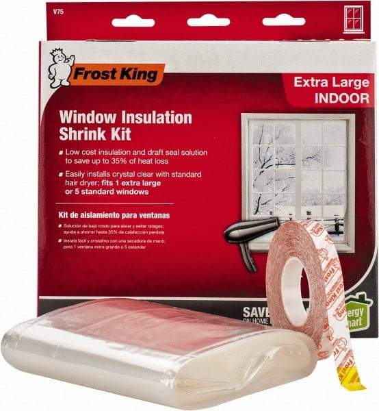 Frost King - 210" Long x 62" Wide, Indoor Shrink Film and Tape Weather Kit Weatherstripping - Clear Plastic - Eagle Tool & Supply
