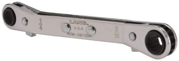 Lang - 1/4" x 5/16" 12 Point Reversible Ratcheting Offset Box Wrench - Double End, 4-1/4" OAL, Steel, 25° Offset - Eagle Tool & Supply