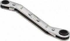 Lang - 5/16" x 11/32" 12 Point Reversible Ratcheting Offset Box Wrench - Double End, 4-1/4" OAL, Steel, 25° Offset - Eagle Tool & Supply