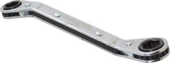 Lang - 3/8" x 7/16" 6 Point Reversible Ratcheting Offset Box Wrench - Double End, 5-7/16" OAL, Steel, 25° Offset - Eagle Tool & Supply