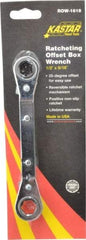 Lang - 1/2" x 9/16" 6 Point Reversible Ratcheting Offset Box Wrench - Double End, 6-3/4" OAL, Steel, 25° Offset - Eagle Tool & Supply