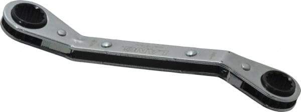 Lang - 1/2" x 9/16" 12 Point Reversible Ratcheting Offset Box Wrench - Double End, 6-3/4" OAL, Steel, 25° Offset - Eagle Tool & Supply