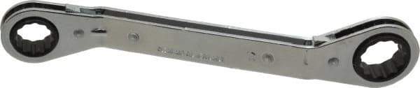 Lang - 5/8" x 3/4" 12 Point Reversible Ratcheting Offset Box Wrench - Double End, 8" OAL, Steel, 25° Offset - Eagle Tool & Supply