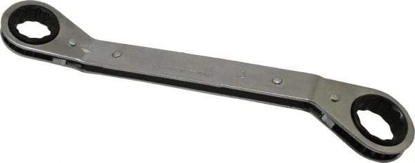 Lang - 3/4" x 7/8" 12 Point Reversible Ratcheting Offset Box Wrench - Double End, 9-1/8" OAL, Steel, 25° Offset - Eagle Tool & Supply