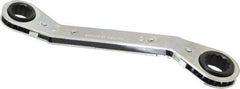 Lang - 15mm x 17mm 12 Point Reversible Ratcheting Offset Box Wrench - 8" OAL, Steel, 25° Offset - Eagle Tool & Supply