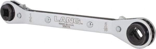 Lang - 1/4" & 3/16" Sq x 9/16" & 1/2" Hex 6 Point 4 in 1 Reversible Ratcheting Offset Box Wrench - Steel - Eagle Tool & Supply