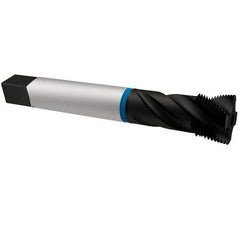 Emuge - 7/8-14 UNF 4 Flute 2B Modified Bottoming Spiral Flute Tap - Cobalt, Oxide Finish, 4.921" OAL, Right Hand Flute, Right Hand Thread, Series Enorm-VA - Eagle Tool & Supply