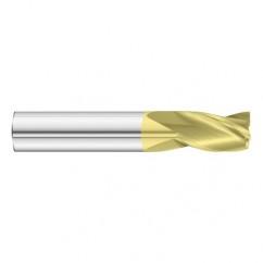 13/32 Dia. x 2-3/4 Overall Length 3-Flute Square End Solid Carbide SE End Mill-Round Shank-Center Cut-TiN - Eagle Tool & Supply