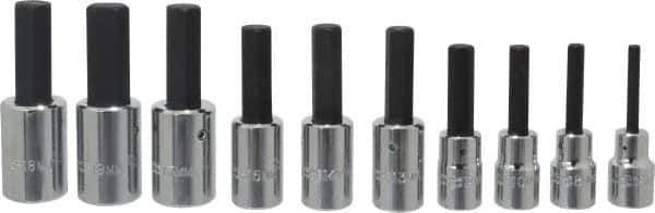 Proto - 10 Piece 1/2" Drive Metric Hex Bit Socket Set - 6 to 19mm Hex - Eagle Tool & Supply