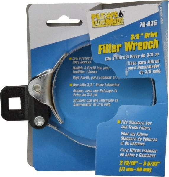 Plews - 2-13/16 to 3-5/32" Diam, Small Ratchet Oil Filter Wrench - Steel, For Use with Filters from 2-13/16 to 3-5/32" - Eagle Tool & Supply