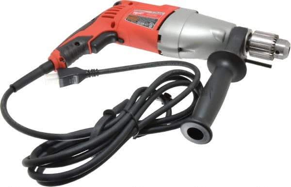 Milwaukee Tool - 120 Volt 1/2" Keyed Chuck Electric Hammer Drill - 0 to 20,000 & 0 to 40,000 BPM, 0 to 1,350 & 0 to 2,500 RPM, Reversible - Eagle Tool & Supply