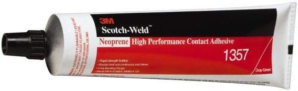 3M - 5 oz Tube Gray Contact Adhesive - Series 1357, 30 min Working Time, Bonds to Foam, Rubber & Vinyl - Eagle Tool & Supply