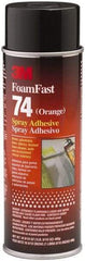 3M - 24 oz Aerosol Orange Spray Adhesive - High Tack, 170°F Heat Resistance, 40 Sq Ft Coverage, Medium Strength Bond, 15 min Max Bonding Time, Flammable, Series 74 - Eagle Tool & Supply