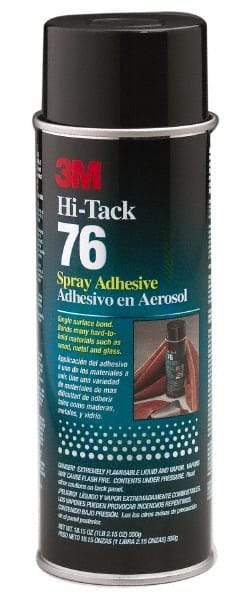 3M - 24 oz Aerosol Clear Spray Adhesive - High Tack, 160°F Heat Resistance, 28 Sq Ft Coverage, High Strength Bond, 10 min Max Bonding Time, Flammable, Series High-Tack 76 - Eagle Tool & Supply