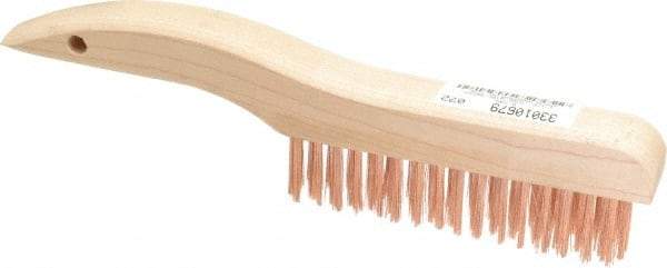 Ampco - 4 Rows x 16 Columns Bronze Shoe Handle Wire Brush - 10" OAL, 1-1/8" Trim Length, Wood Shoe Handle - Eagle Tool & Supply