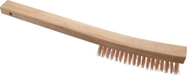 Ampco - 4 Rows x 19 Columns Bronze Curve-Handle Wire Brush - 13-3/4" OAL, 1-1/8" Trim Length, Wood Curved Handle - Eagle Tool & Supply