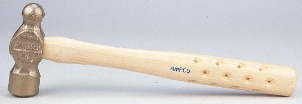 Ampco - 1-1/2 Lb Head Bronze Nonsparking Ball Pein Hammer - Hickory Handle - Eagle Tool & Supply