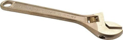 Ampco - 1-1/8" Jaw Capacity, 8" Nonsparking Adjustable Wrench - Aluminum Bronze, Plain Finish - Eagle Tool & Supply