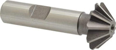 Keo - 1" Diam x 5/16" Width of Cut, 45° Included Angle, Shank Connection, High Speed Steel Single Angle Cutter - 1/2" Shank Diam, 2-1/2" Overall Length, Right Hand Cut, Uncoated - Eagle Tool & Supply