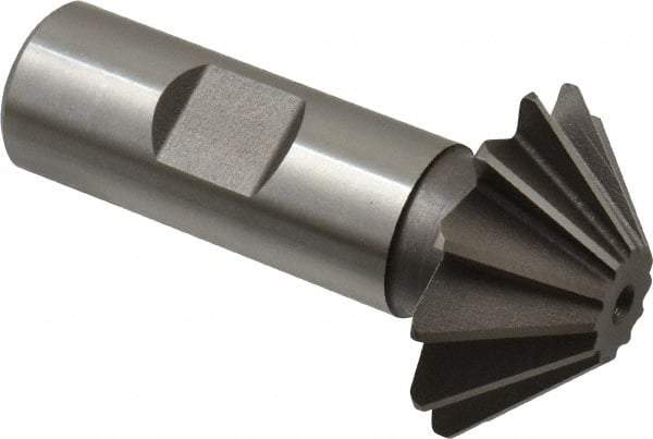 Keo - 1-1/2" Diam x 1/2" Width of Cut, 45° Included Angle, Shank Connection, High Speed Steel Single Angle Cutter - 3/4" Shank Diam, 2-3/4" Overall Length, Right Hand Cut, Uncoated - Eagle Tool & Supply