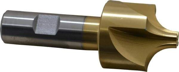 Keo - 1/2" Radius, 1-1/2" Mill Diam, 4 Flute High Speed Steel Corner Rounding End Mill - Single End, TiN Finish, 3/8" Tip Diam, 3-7/8" OAL, 3/4" Shank Diam - Eagle Tool & Supply