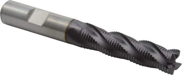 Niagara Cutter - 1/2" Diam, Fine Pitch, 2" LOC, 4 Flute Cobalt Roughing Square End Mill - TiAlN Finish, 4" OAL, 1/2" Shank Diam, Single End, Centercutting, 30° Helix - Eagle Tool & Supply