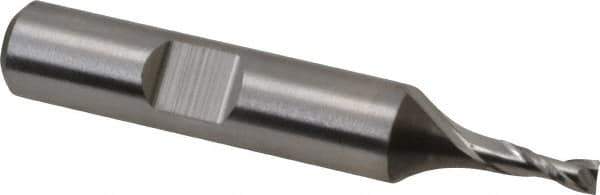 Niagara Cutter - 1/8", 3/8" LOC, 3/8" Shank Diam, 2-5/16" OAL, 2 Flute, Cobalt Square End Mill - Single End, Uncoated, Spiral Flute, 30° Helix, Centercutting, Right Hand Cut, Right Hand Flute, Series SP205 - Eagle Tool & Supply