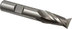 Niagara Cutter - 9/16", 1-1/8" LOC, 1/2" Shank Diam, 3-1/8" OAL, 2 Flute, Cobalt Square End Mill - Single End, Uncoated, Spiral Flute, 30° Helix, Centercutting, Right Hand Cut, Right Hand Flute, Series SP205 - Eagle Tool & Supply