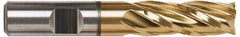 Niagara Cutter - 2", 2" LOC, 1-1/4" Shank Diam, 4-1/2" OAL, 6 Flute, Cobalt Square End Mill - Single End, Uncoated, Spiral Flute, 30° Helix, Centercutting, Right Hand Cut, Right Hand Flute, Series SPC408 - Eagle Tool & Supply