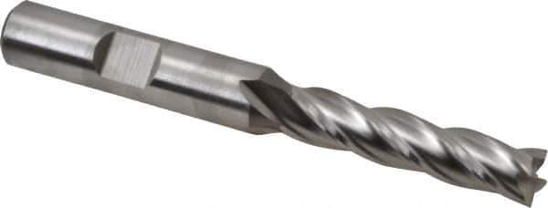 Niagara Cutter - 5/16", 1-3/8" LOC, 3/8" Shank Diam, 3-1/8" OAL, 4 Flute, Cobalt Square End Mill - Single End, Uncoated, Spiral Flute, 30° Helix, Centercutting, Right Hand Cut, Right Hand Flute, Series SPC408 - Eagle Tool & Supply