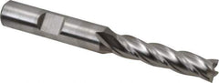 Niagara Cutter - 5/16", 1-3/8" LOC, 3/8" Shank Diam, 3-1/8" OAL, 4 Flute, Cobalt Square End Mill - Single End, Uncoated, Spiral Flute, 30° Helix, Centercutting, Right Hand Cut, Right Hand Flute, Series SPC408 - Eagle Tool & Supply