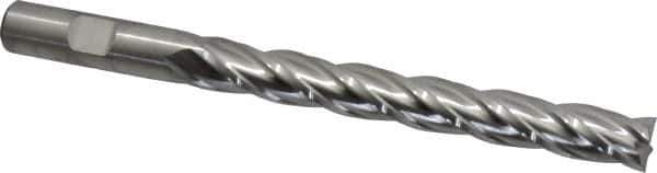 Niagara Cutter - 1/2", 4" LOC, 1/2" Shank Diam, 6" OAL, 4 Flute, Cobalt Square End Mill - Single End, Uncoated, Spiral Flute, 30° Helix, Centercutting, Right Hand Cut, Right Hand Flute, Series SPC408 - Eagle Tool & Supply